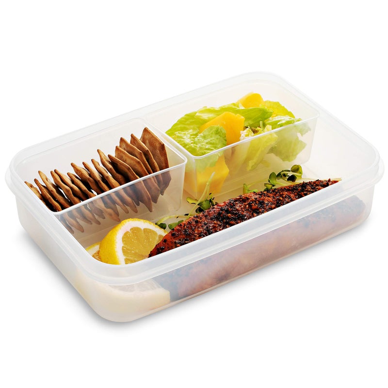 Komax Biokips Set of 5 Lunch Containers â€“ 3 Compartment Food Container for Meal Prep, Portion Control â€“ Microwave & Dishwasher Safe Bento Box Adult Lunch Container w/Locking Lid (37 oz) - Image 4